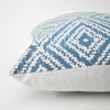 Hand-Woven Blue & White Boho Moroccan Decorative Throw Pillow - 17x17